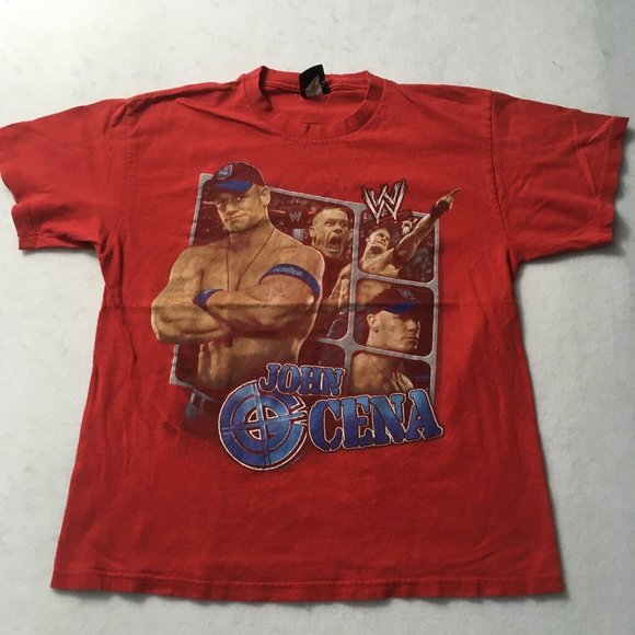 Vintage 2000's WWE Authentic John Cena XL RED T-Shirt distressed - Picture 1 of 10